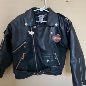 Harley-Davidson child leather puffer jacket NWOT size 7 Authentic collectible